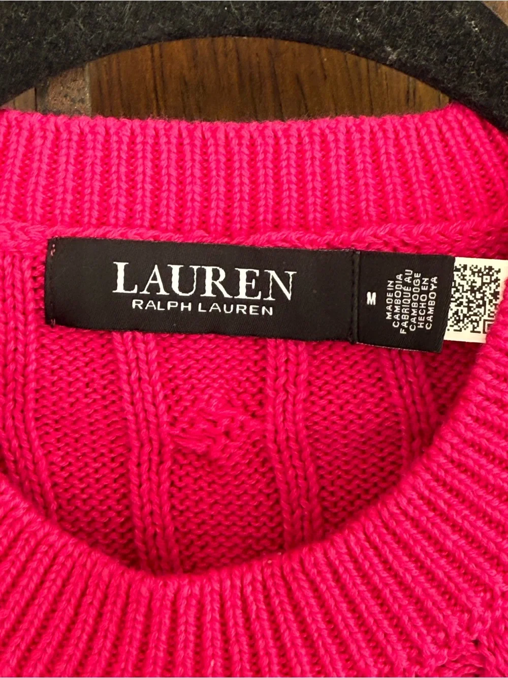 Ralph Lauren fuchsia Cable-Knit Crewneck Sweater Size M